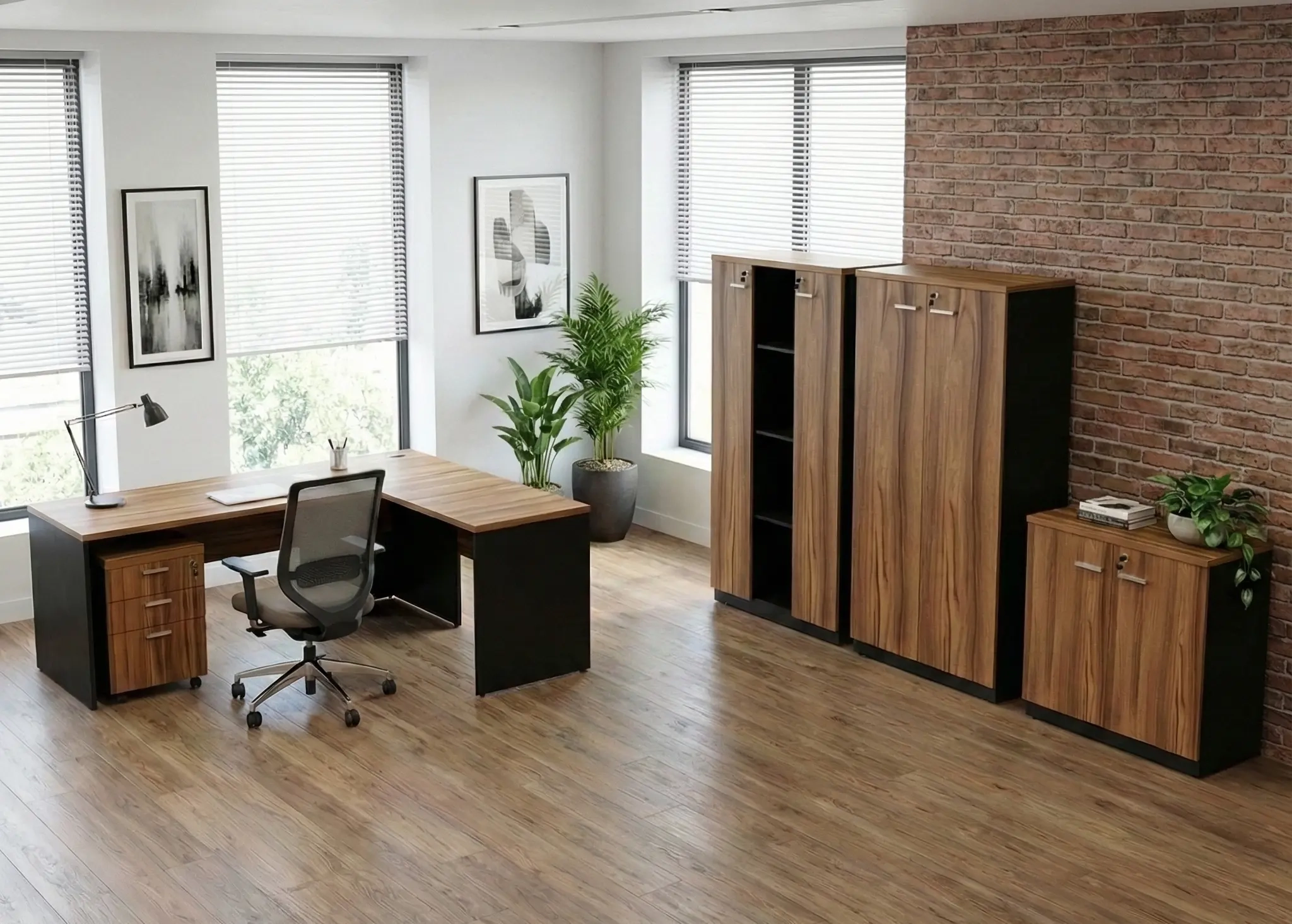 Conjunto completo de móveis para escritório