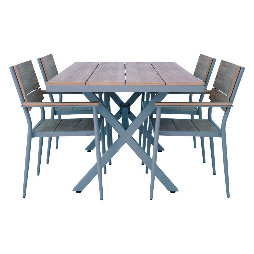 CONJUNTO MESA COM 4 CADEIRAS TEXTURA DE MADEIRA
