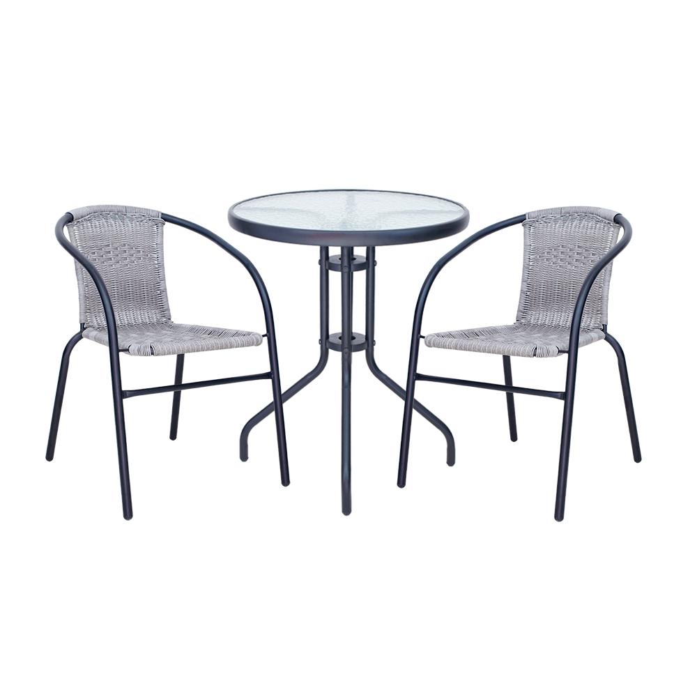 MESA E 2 CADEIRAS TUBULAR NUDE COM PRETO