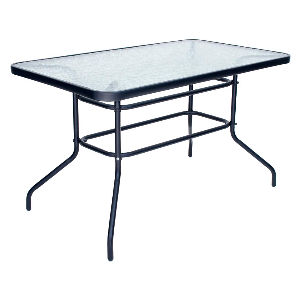 MESA RETANGULAR 120X70X70 CM PRETA COM VIDRO