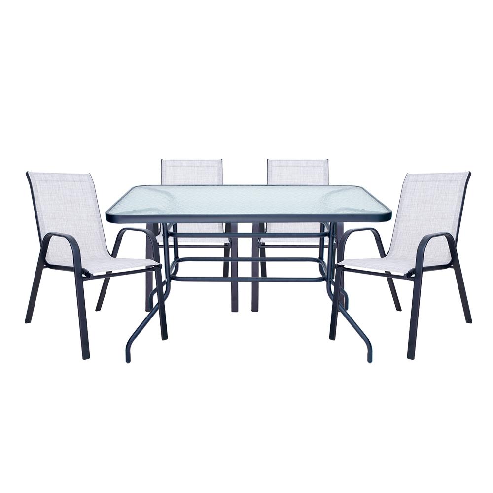 MESA RETANGULAR E 6 CADEIRAS NUDE COM PRETO