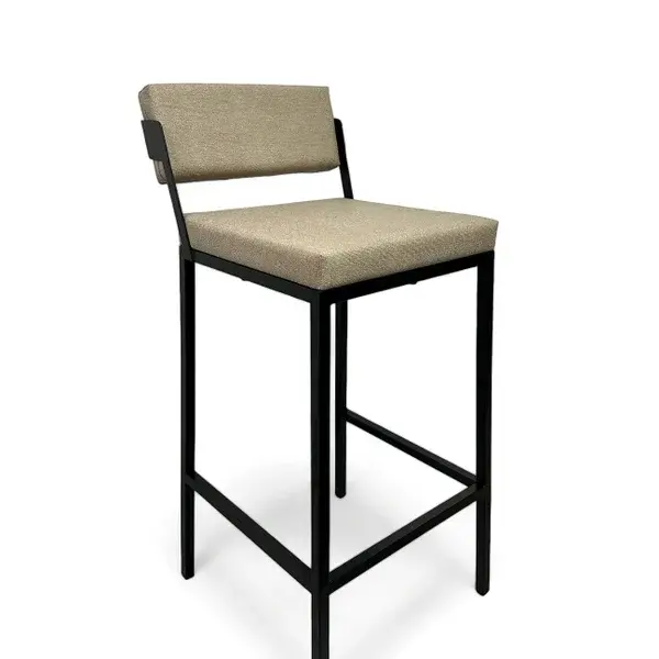 BANQUETA PRISMA COM ENCOSTO ESTOFADO BEGE