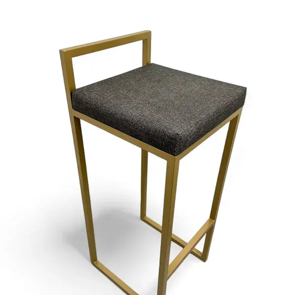 BANQUETA QUADRO COM ENCOSTO ESTOFADA CINZA