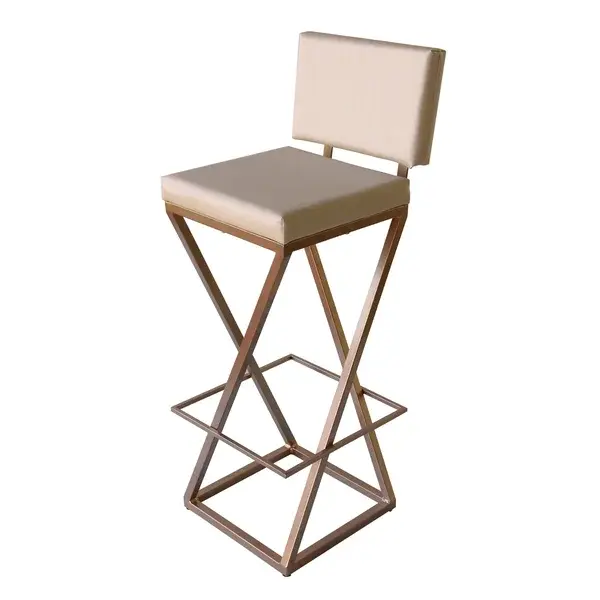 BANQUETA Z COM ENCOSTO COBRE E ESTOFADO PÉROLA