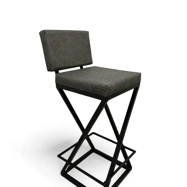 BANQUETA Z COM ENCOSTO ESTOFADO CINZA