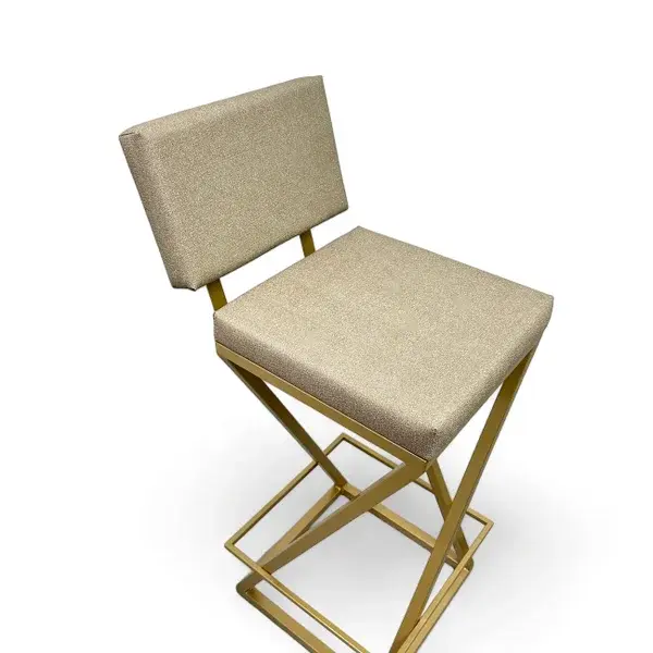 BANQUETA ZÊNITE COM ENCOSTO ESTOFADA BEGE