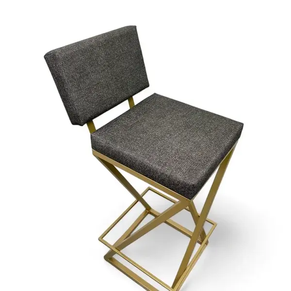 BANQUETA ZÊNITE COM ENCOSTO ESTOFADA CINZA