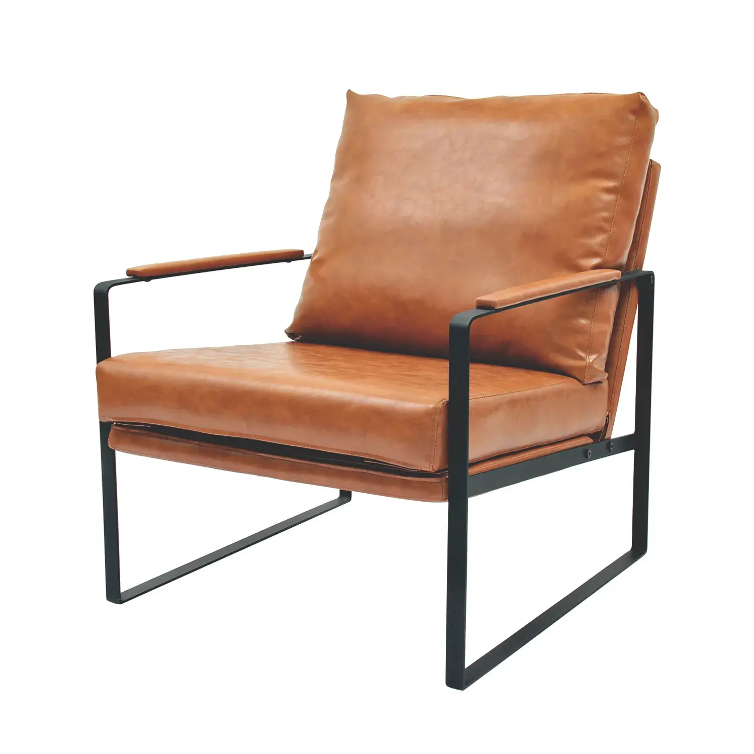 POLTRONA BOSS PU CARAMELO COM BASE DE FERRO